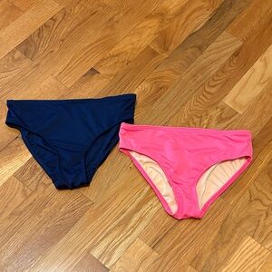 Lands' End Girls' Slim Bikini Bottoms in Navy & Hot Pink